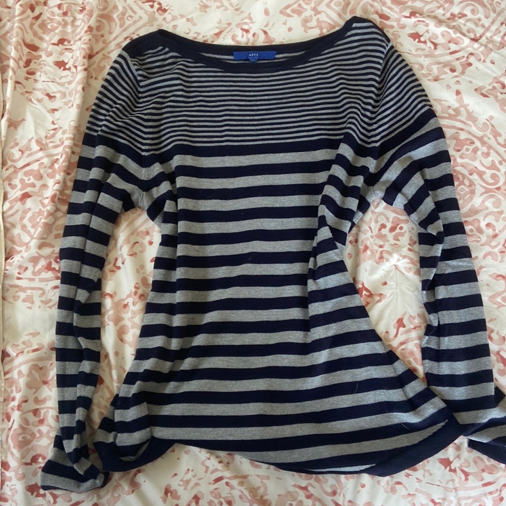 Navy and Grey Striped Sweater